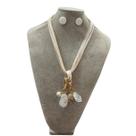 Colar feminino fio resina pedras cristais kit brinco luxo