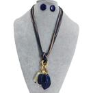 Colar feminino fio resina pedras cristais kit brinco luxo