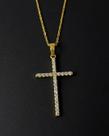 Colar Feminino Folheado Ouro Com Pingente Cruz Zircônia