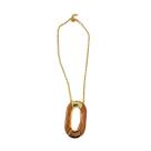 Colar feminino folheado pingente resina ocre Biju Store C41