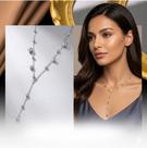 Colar Feminino Gravatinha Bolinhas Prata Luxo Aço Inoxidável