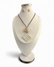 Colar Feminino Kit Com Brinco Pedra Resina Elegante Cristais