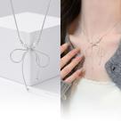 Colar Feminino Laço Pingente Flor Zirconia Prata Banhado Elegante Diário Colar Feminino Laço Pingente Flor Zirconia Prata Banhado Elegante Diário