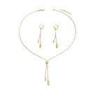 Colar Feminino Longo Ajustável Com Pingente E Conjunto De Brincos De Joias Da Moda