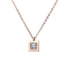 Colar Feminino Love Aço Inox Banho Ouro Rosê Cristal Cz