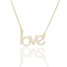 Colar Feminino Love Amor Cravejado Pedra Zircônia Namorados