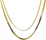 Colar Feminino Malha Snake Dourado Duplo Colar Feminino Malha Snake Dourado Duplo