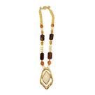 Colar feminino mix de pedras resinas pingente dourado Biju Store C23.