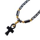 Colar Feminino Pedra Natural Hematita Cruz Ansata 40cm