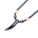 Colar Feminino Pedra Natural Hematita Dente Marfim 40 cm