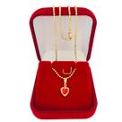 Colar Feminino Pingente Ponto de Luz Zircônia Coração Banhado a Ouro 18k