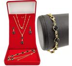 Colar Feminino + Pulseira + Brincos Banho De Ouro Presentes Colar Feminino + Pulseira + Brincos Banho De Ouro Presentes
