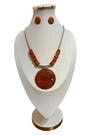 Colar feminino quadrado resina fio maxi kit com brinco luxo
