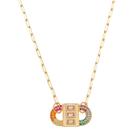 Colar feminino rafa locker baguete zircônias coloridas folheado a ouro 18k