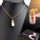 Colar feminino sal pimenta cordão choker dourado caixinha