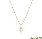 Colar Feminino Veneziana Em Ouro 18k 750 50cm + Pingente Coração Branco