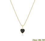 Colar Feminino Veneziana Em Ouro 18k 750 50cm + Pingente Coração Negro Colar Feminino Veneziana Em Ouro 18k 750 50cm + Pingente Coração Negro