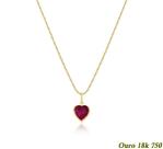 Colar Feminino Veneziana Em Ouro 18k 750 50cm + Pingente Coração Vermelho Rubi Colar Feminino Veneziana Em Ouro 18k 750 50cm + Pingente Coração Vermelho Rubi