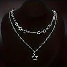 Colar Feminino Y2K Estilo Punk Com Corrente De Estrelas Vazadas De Camada Dupla Tendência Da Moda,