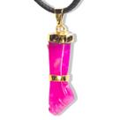 Colar Figa Pedra Ágata Rosa Natural Montagem Envolto Dourado