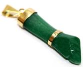 Colar Figa Pedra Quartzo Verde Natural Montagem Dourado