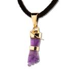 Colar Figa Pingente Ametista Claro Montagem Dourado