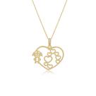 Colar Filha Menina Coração Semi Joias Banhado Ouro 18k