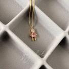 Colar filha pedra rosa - banhado em ouro 18k