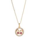 Colar Filhas 2 Meninas Strass Rosa Folheado