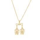 Colar Filhas Meninas Pedras Zirconias Semi Joia Banhado Ouro Presente Mae Esposa Namorada