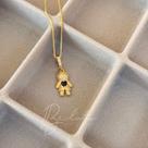 Colar filho cravejado azul - banhado em ouro 18k