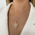Colar Filhos com Pingente Coração Madrepérola Menino/Menina Folheado Ouro 18k Presente Tendência