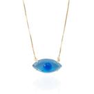 Colar fino olho grego azul banhado a ouro 18k