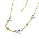 Colar Folheado A Ouro 18k Com Três Olhos Gregos Amuleto
