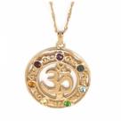 Colar Gargantilha 7 Chakras Om com Strass - Dourado