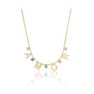 Colar Gargantilha Amor 40cm com Pedras de Zircônia Mix Color - Banhado a Ouro 18k