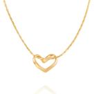 Colar gargantilha banhado ouro 3x 24k 18k e 22k feminino rommanel 42cm com pingente coraçâo 530519