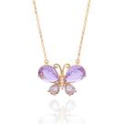 Colar gargantilha banhado ouro 3x 24k 18k e 22k feminino rommanel pingente borboleta cristal lilás 532544