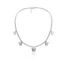 Colar Gargantilha Chocker Prateado Borboletas Pingente