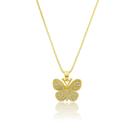 Colar Gargantilha com Pingente Borboleta Banhado a Ouro 18k
