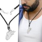 Colar Gargantilha de Couro Trançado Preto Masculino Country Cabeça de Burro