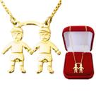 Colar Gargantilha Feminina Pingente Filhos Meninos Semijoia Folheada a Ouro 18k