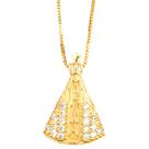 Colar Gargantilha Feminina Pingente Nossa Senhora Aparecida Zircônia Banhada a Ouro 18k
