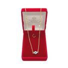 Colar Gargantilha Folheada a Ouro Cristal e Olho Grego 80cm