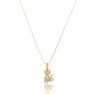 Colar Gato Cat Banhado A Ouro Com Zircônia Cristal