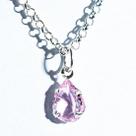 Colar Gota Facetada Zircônia Quartzo Rosa Garra Prata 925