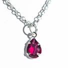 Colar Gota Facetada Zircônia Rubi Garra Prata 925 136897