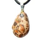 Colar Gota Jaspe Leopardo Montagem Pino Prateado Colar Gota Jaspe Leopardo Montagem Pino Prateado
