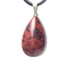 Colar Gota Obsidiana Mahogany Montagem Pino Prateado Colar Gota Obsidiana Mahogany Montagem Pino Prateado