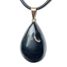 Colar Gota Ônix Preto Pedra Natural Montagem Pino Dourado